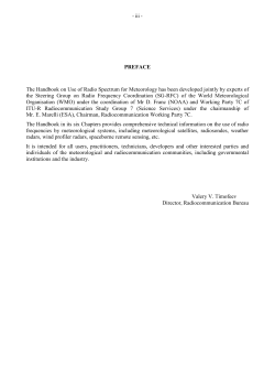 HANDBOOK - Use of Radio Spectrum for Meteorology