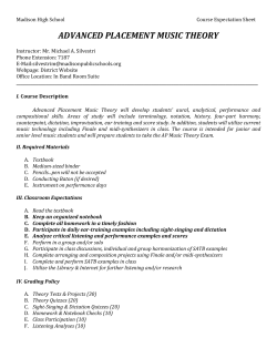 AP Music Theory Course Expectation Sheet