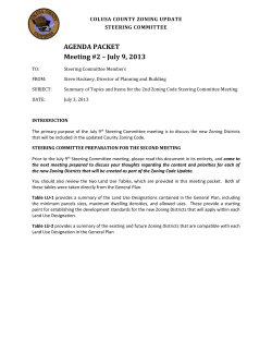 To: Steering Committee Members Subject: Meeting #2 New Zoning