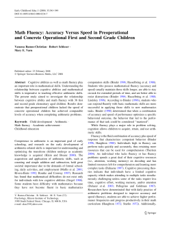 Math Fluency: Accuracy Versus Speed in Preoperational and