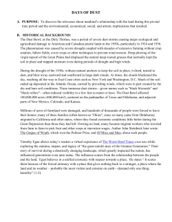 Days of Dust College Lesson Plan