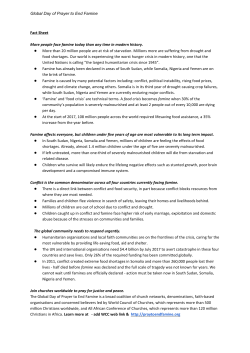 Global Day of Prayer to End Famine Fact Sheet More people face