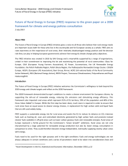 (FREE) response to the green paper on a 2030