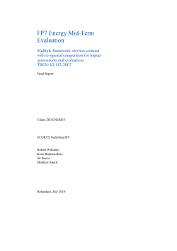 FP7 Energy Mid-Term Evaluation - European Commission