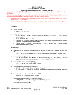 Lutron Stanza Guestrom Light Control System CSI spec(260936 CSI
