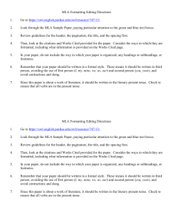 MLA Formatting Editing Directions.