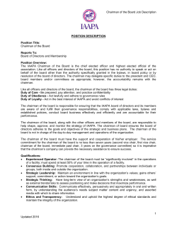 Chairman of the Board Job Description 1 Updated 2016 POSITION