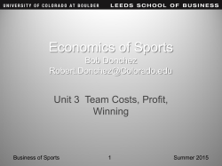 Unit 3 Team Cost, Profit, Winning