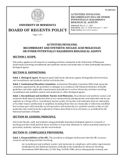 Activities Involving Recombinant DNA or Other
