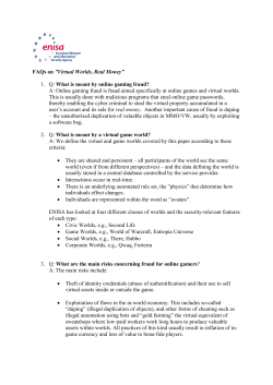FAQs on&rdquo;Virtual Worlds, Real Money&rdquo; - Enisa