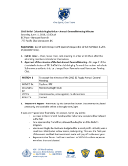 One Spirit, One Team 2016 British Columbia Rugby Union