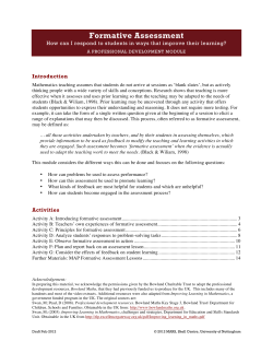 Formative Assessment - the Mathematics Assessment Project