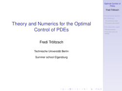 Theory and Numerics for the Optimal Control of PDEs