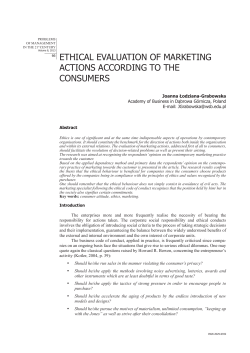 ethical evaluation of marketing actions according