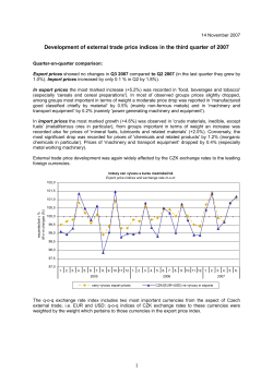 Development of external trade price indices in the third quarter of 2007