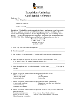 Expeditions Unlimited Confidential Reference