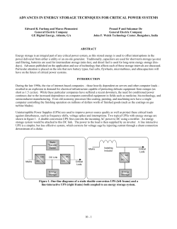 advances in energy storage techniques for critical power systems
