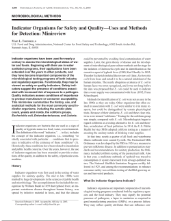 Indicator Organisms for Safety and Quality&mdash;Uses and Methods for