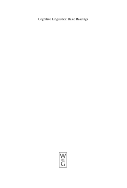 Cognitive Linguistics: Basic Readings