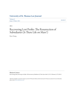Recovering Lost Profits: The Resurrection of Subsidiaries (Is There