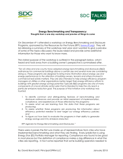 Energy Benchmarking and Transparency: Thoughts from a one day