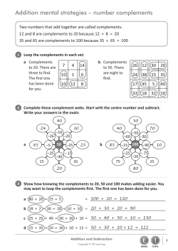 Addition mental strategies &ndash; number complements