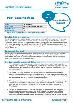 Cumbria County Council Role Profile Description