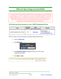 Operating Ground Rules