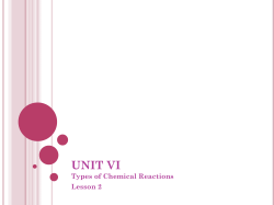 UNIT VI Types of Chemical Reactions Lesson 2