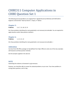 CHBE311 Computer Applications in CHBE Question Set 1