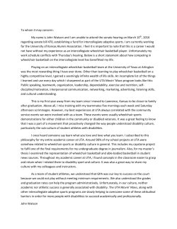 To whom it may concern: My name is John Watson and I am unable