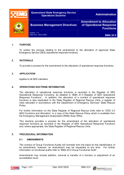 BMA 22.0 Amendment to Allocation of SES Operational Response
