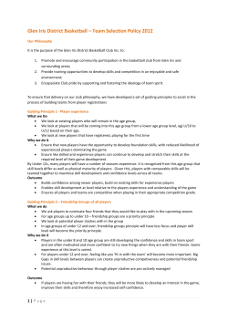 Glen Iris District Basketball &ndash; Team Selection Policy 2012