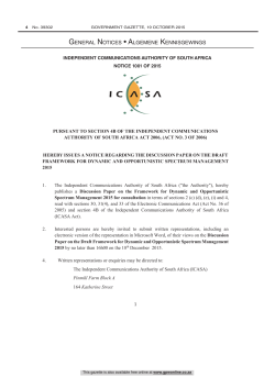 Independent Communications Authority of South Africa Act: Hereby