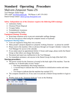 Standard Operating Procedure - Daniel Research Group Cornell