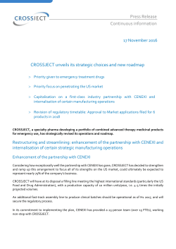 Press Release Continuous information CROSSJECT unveils its