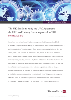The UK decides to ratify the UPC Agreement