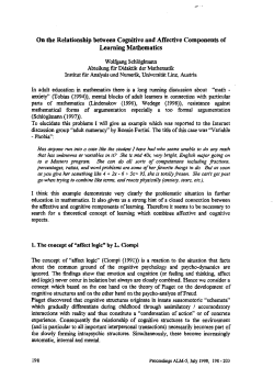 On the Relationship between Cognitive and Affective Components