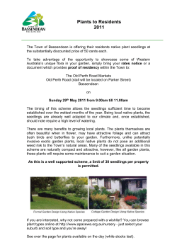 Plants to Residents 2011 The Town of Bassendean is offering their