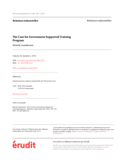 The Case for Government Supported Training Program