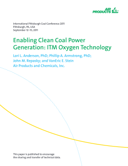 Enabling Clean Coal Power Generation: ITM Oxygen Technology