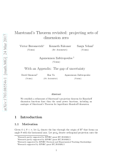 Marstrand`s Theorem Revisited: Projecting Sets of Dimension Zero