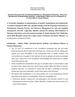 Ms. Medha - of Planning Commission