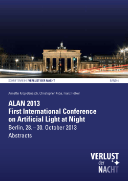ALAN 2013 &ndash; First International Conference on Artificial Light at Night