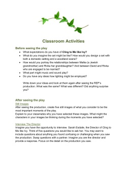 Classroom Activities Before seeing the play What expectations do