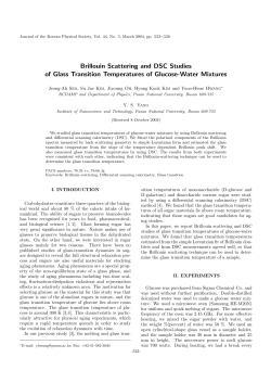 Brillouin Scattering and DSC Studies of Glass Transition