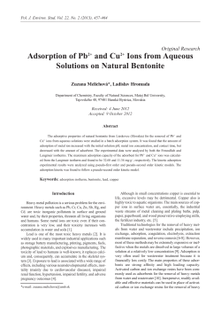 Adsorption of Pb2+ and Cu2+ Ions from Aqueous Solutions on