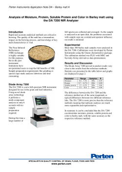 Analysis of Moisture, Protein, Soluble Protein and Color in Barley