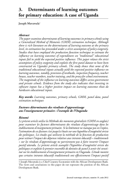 3. Determinants of learning outcomes for primary education: A case
