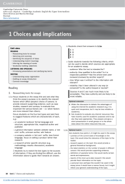 1 Choices and implications - Assets